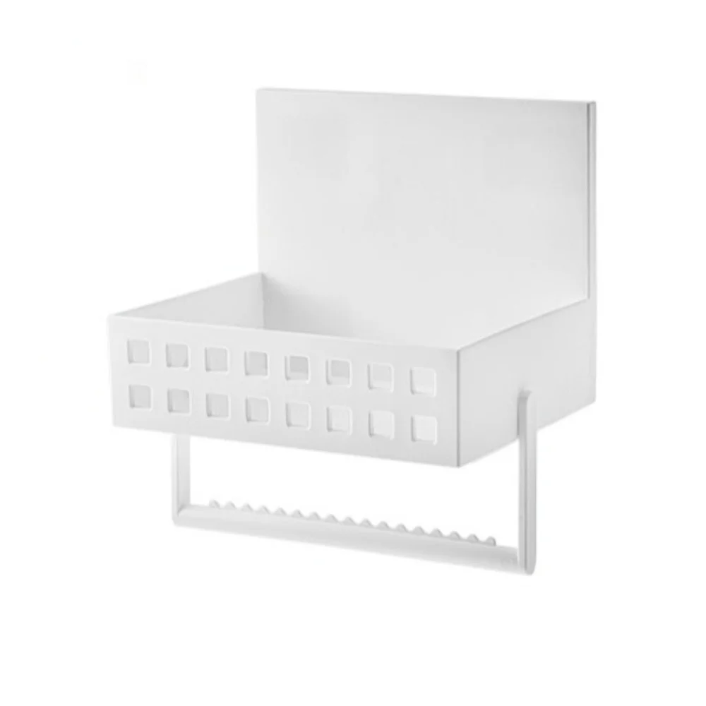 

Magnetic Kitchen Organizer Shelf Spice Storage Rack Fridge Rack Hanging Shelf Organizer White Plastic Storage Basket Household