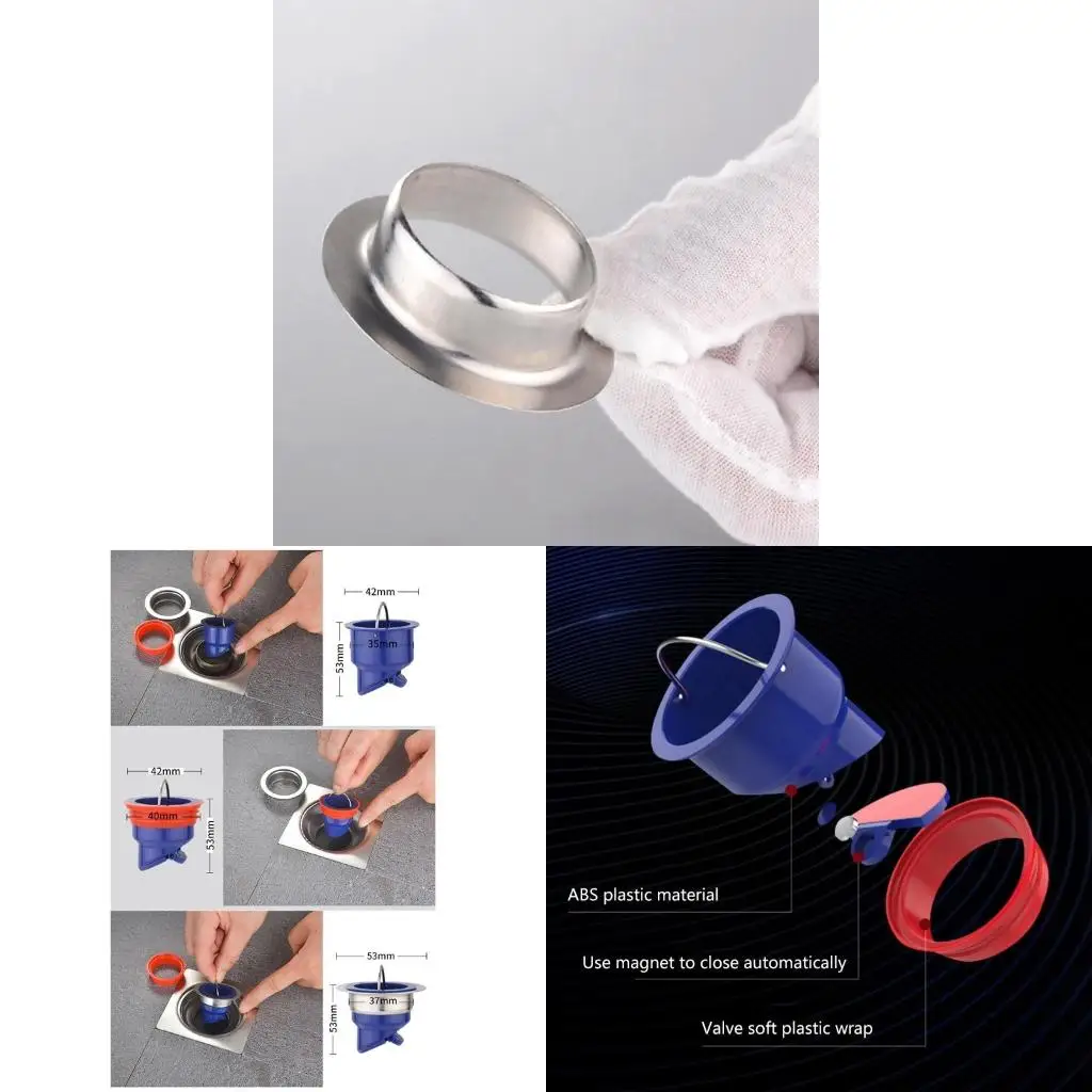 Water Drain Filter Backflow Preventer Shower Floor Strainer Sewer Plug Trap for Bathroom Kitchen Sink Pipes Tubes