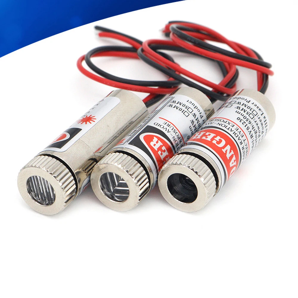 QDHWOEL 650nm 5mW Red Point Line Cross Laser Module Head For Industrial Use Glass Lens Focusable