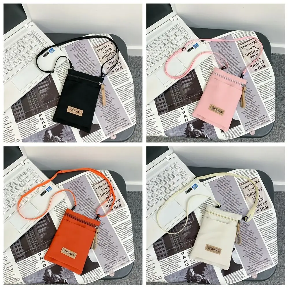 Casual Mini Nylon Shoulder Bag Zipper Lightweight Small Square Messenger Bag Adjustable Strap Multifunction Mobile Phone Bag