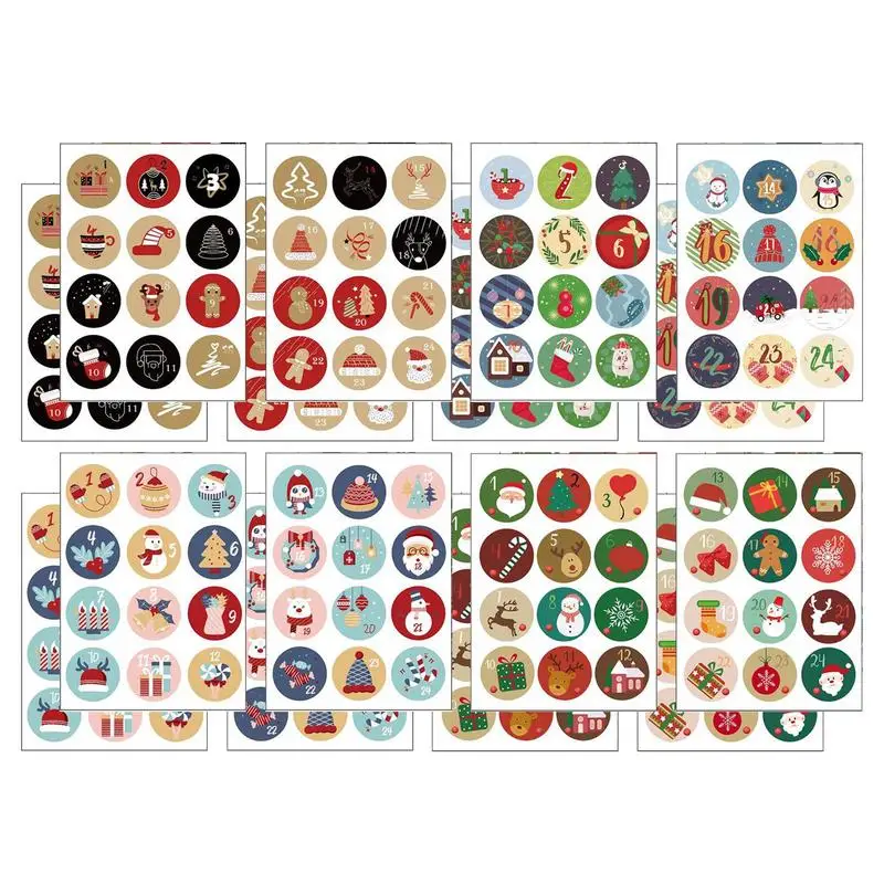 Advent Calendars Stickers Christmas Countdown 24 Day 16 Pieces Christmas Sticker Creative Christmas Advent Stickers For