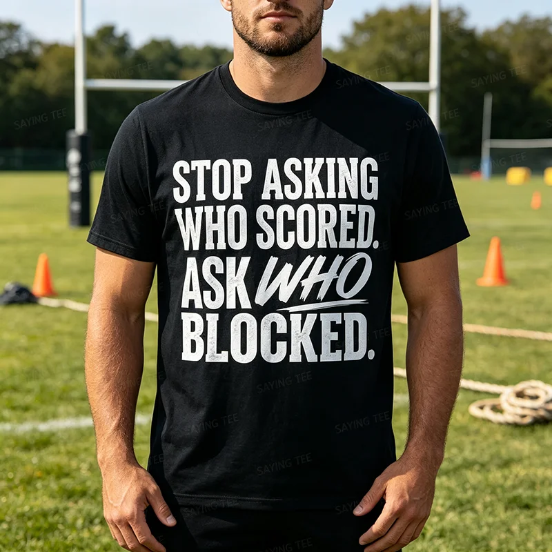 Hör auf zu fragen, wer geschnitten hat, frag stattdessen, wer blockiert hat – Lustiges Humor-T-Shirt aus weicher Baumwolle, Y2k-Persönlichkeit, sarkastischer Witz, Streetwear-Oberteil. – Detail 3
