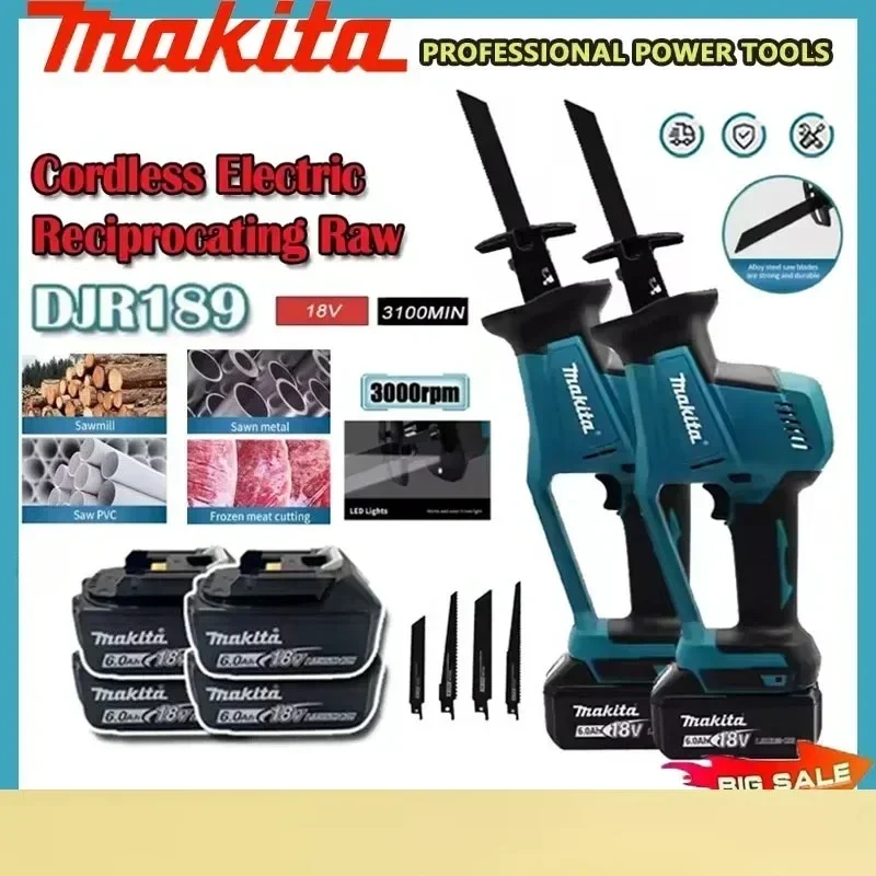 

2026 Makita DJR189 18V 20V Cordless Electric Reciprocating Saw Brushless Rechargeable Wood Metal Cutting Saw Portable Power Tool