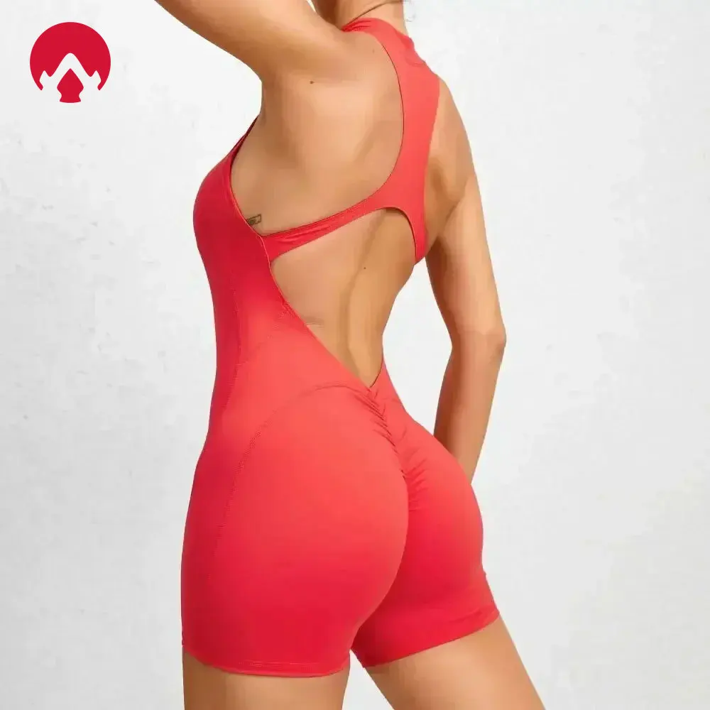 

Women's Backless Zipper Padded Jumpsuit - Sports Onesie with Pads for Yoga, Fitness, Gym Activewear Slim Fit Athletic Bodysuit