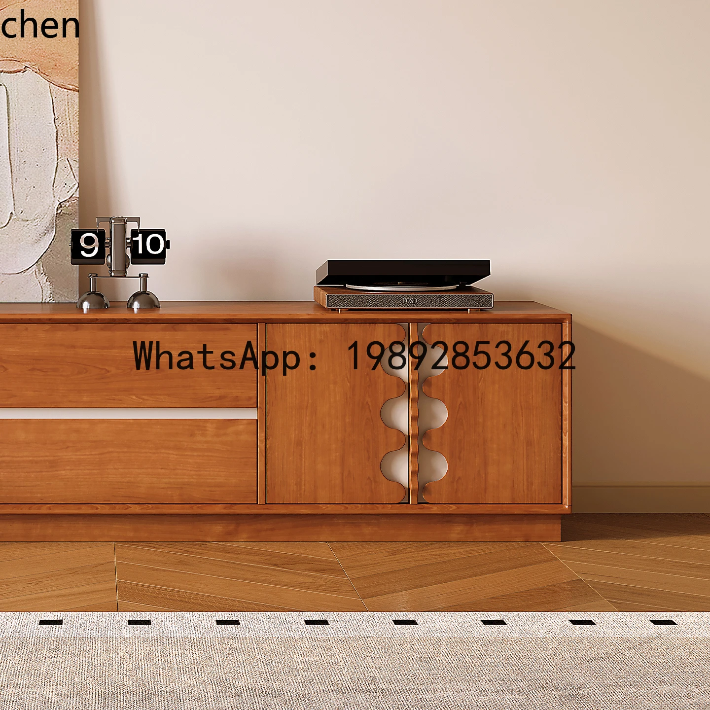 

GZ solid wood TV cabinet living room home floor cabinet retro furniture combination