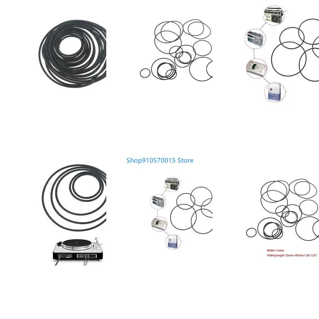 B95C 100/50Pcs Assorted Common Belt Set for Recorder Cassette Tape Machine Belts 1.5mm Round Repeater Rubber Drive Belt