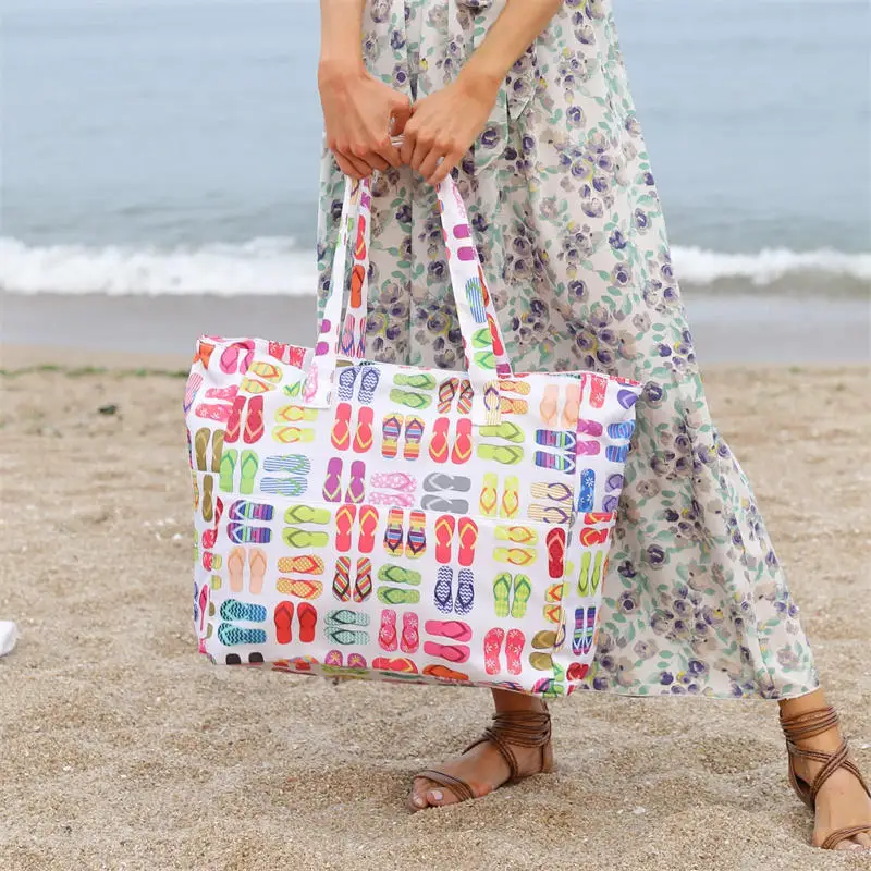 

Portable Beach Tote Bag Waterproof Oxford Large Capacity Lightweight Fitness Gym Storage Bag Outdoor Swimming Vacation Essential