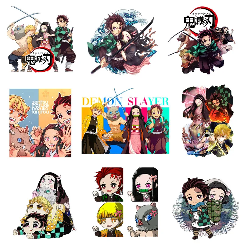 Anime Demon Slayer Patches for Clothes Heat Transfer Thermal Stickers DIY Women T shirt Iron on for Jackets Tote Bag Appliqued