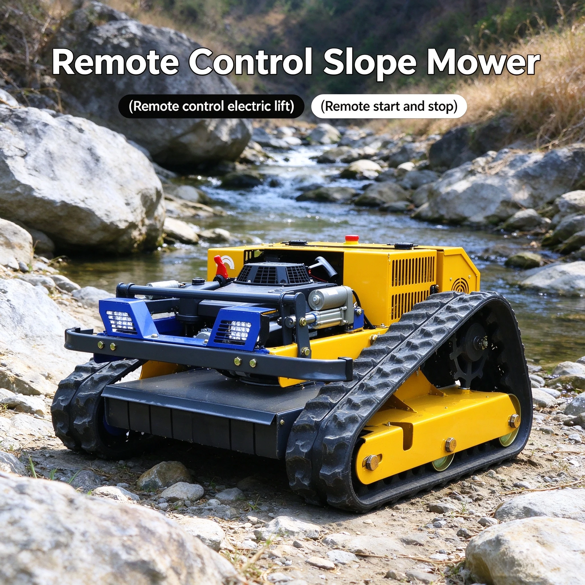 Customized Low Noise Battery Powered Crawler Mower Remote Track Weed Cutter Electric for Residential Backyard Lawn
