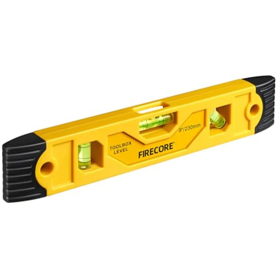 Torpedo Level Magnetic Firecore 9 Inch Shockproof Small Leveler Tool with 3 Bubble Spirit Level 45 90 180 Degree Construction L