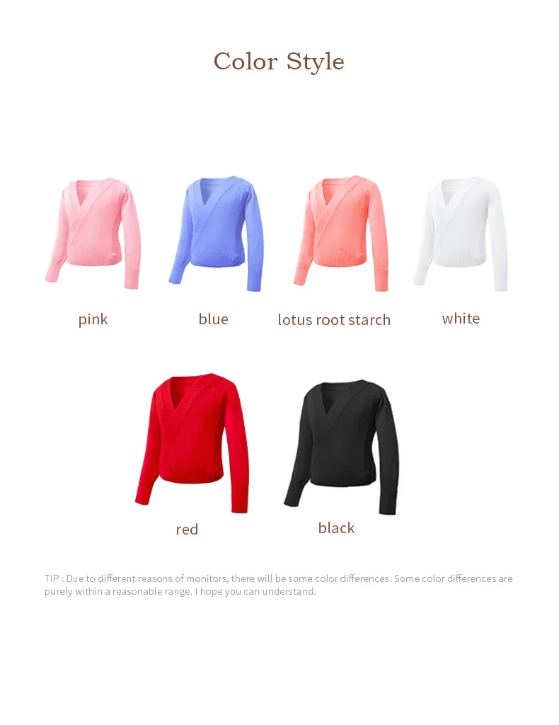 Mädchen Tanzpullover Langarm Strickjacke Tops, Kinder Ballett Übung Wickelschal, Winter Trainingsmantel für Mädchen – Detail 3