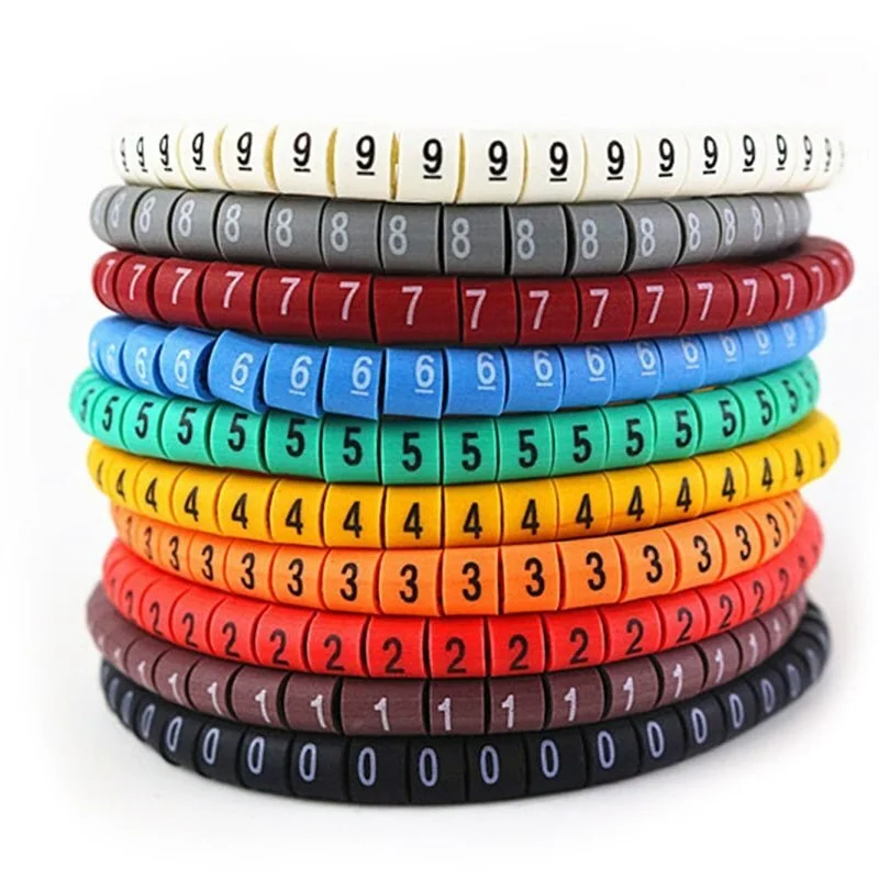1000PCS Cable Marker Sleeves EC-0 Color (0-9 Numbers) for 0.5-6mm² Wires,  Wire Labels for Electrical Cabinet Wiring
