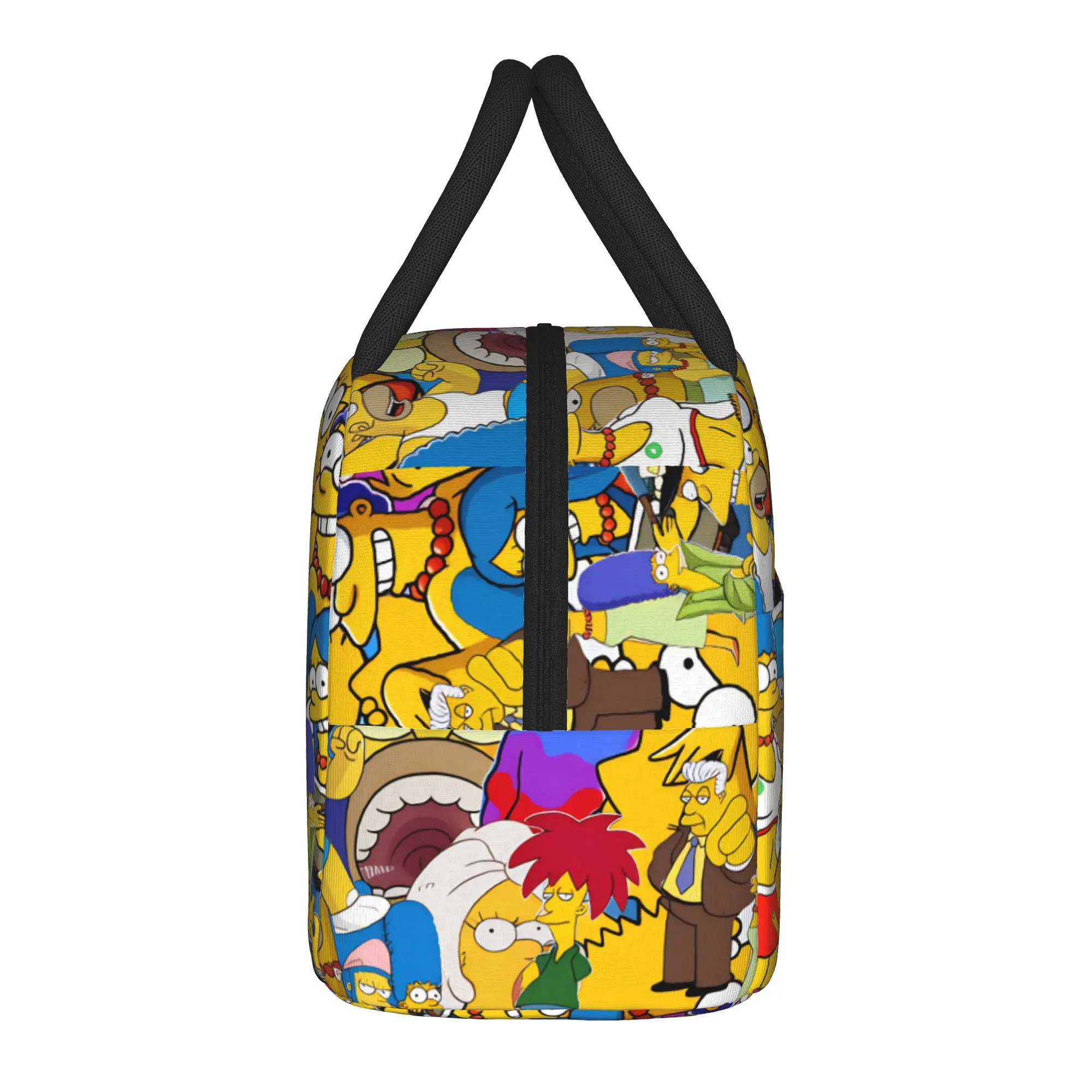 S-Simpsons Cartoon Characters Group Lunch Bag Office Lunch Box For Women Fashion Design Thermal Lunch Bags Portable Cooler Bag