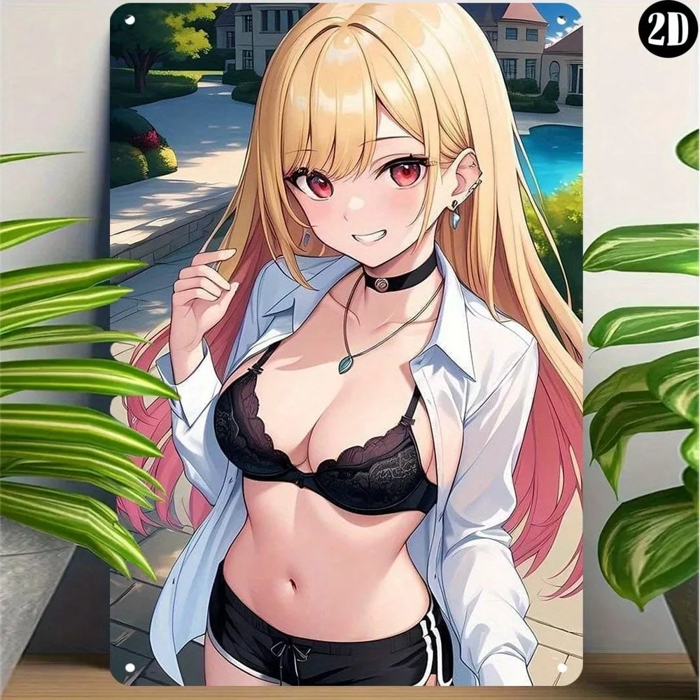 

Anime Metal Wall Sign Retro Music Art Waterproof Home Decor Cafe Bar Poster Board With Hanging Kit