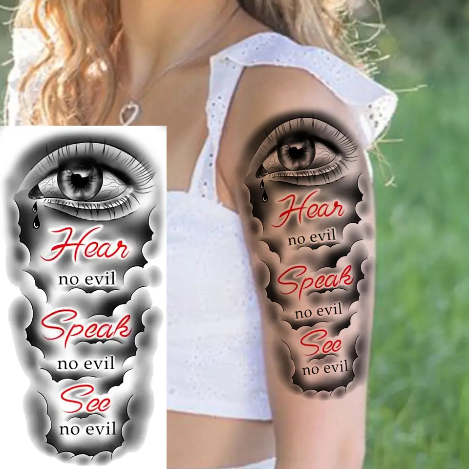 1 Sheet Bless Belief Faith Engraved Temporary Tattoos Family Love Tatoos Waterproof Realistic Fake Tattoo Stickers Long Lasting, image 21