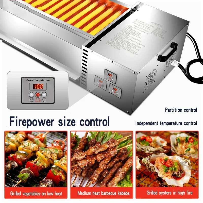 Electric oven Commercial BBQ Multifunctional smokeless electric gas grilled oysters and lamb skewers