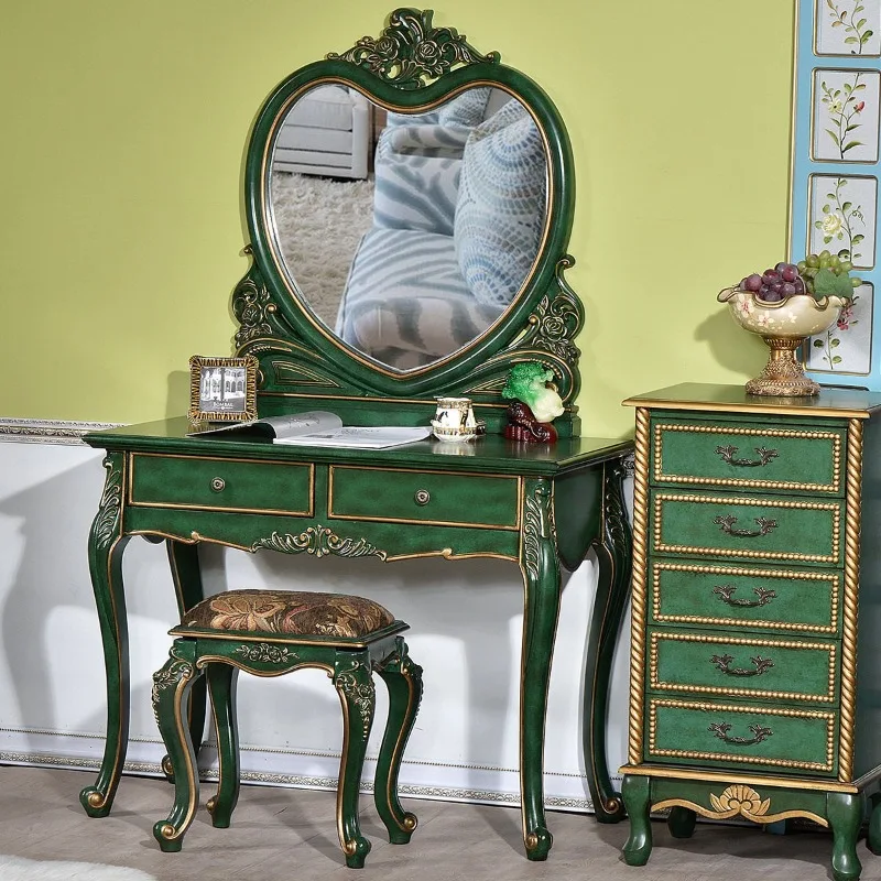 American solid wood dresser bedroom makeup table bay window European dresser