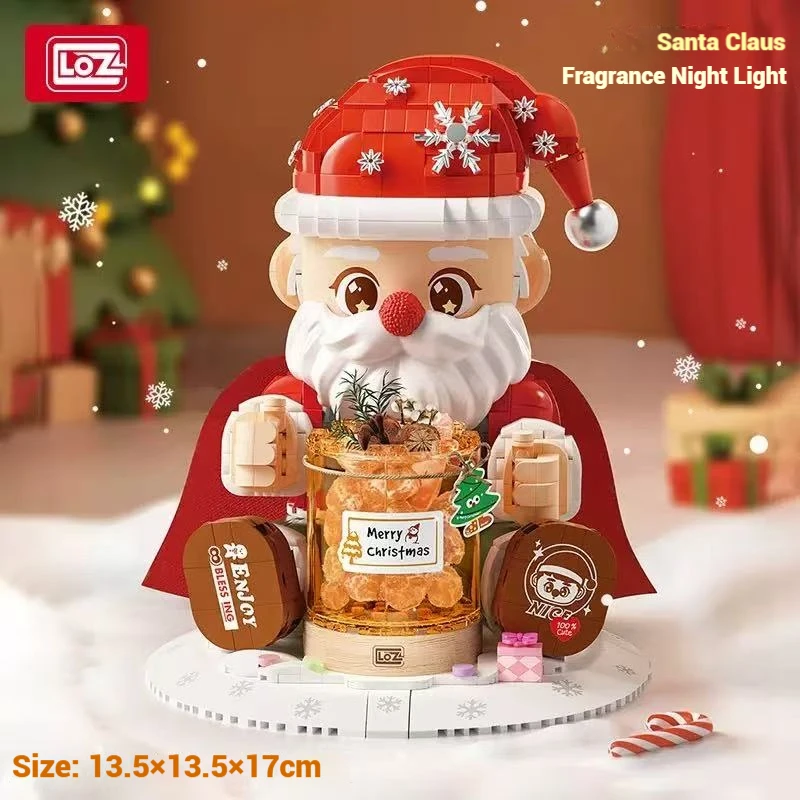 LOZ Christmas Gift Champagne Santa Claus Model Assembly Toy Desktop Ornament Building Blocks Toys Kit Children's Holiday Gift