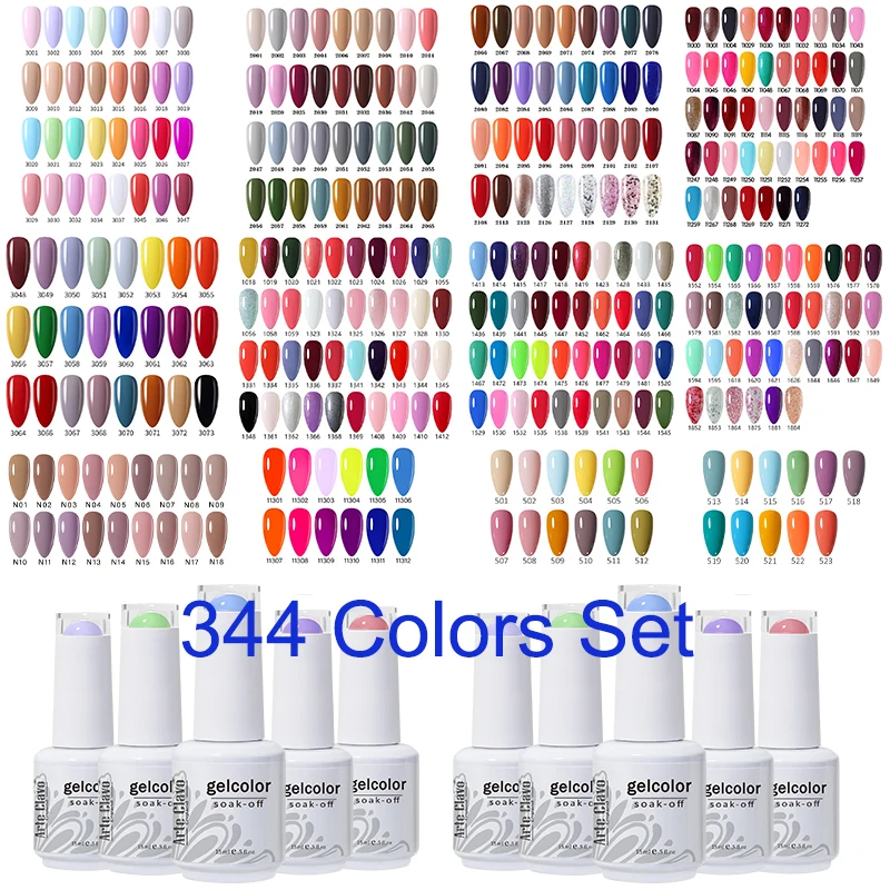 Arte Clavo All 344Pcs Color Nail Gel Set Nail Polish Semi-permanent UV Varnish Kit For Professional Manicure Nails Accessories