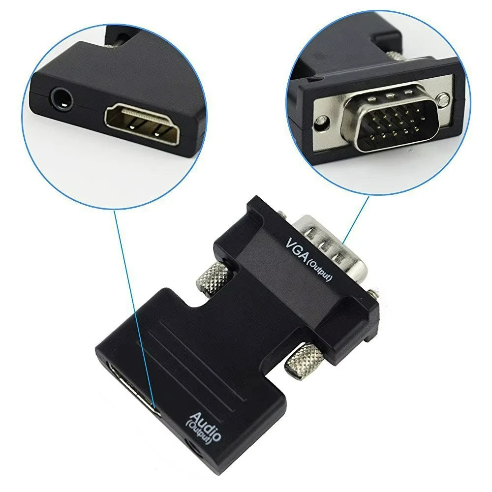 HDMI-совместимый адаптер-конвертер VGA 1080P VGA-адаптер 3,5 мм аудиоразъем для ПК, настольного ноутбука в HDTV-проектор, видео-аудио