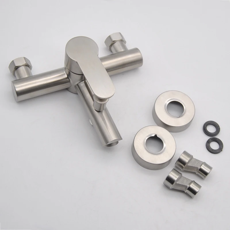 

Shower Faucet 304 Stainless Steel Triple Valve Nozzle Tap Cold Hot Water Mixer Bathtub Tap Bathroom Accessory
