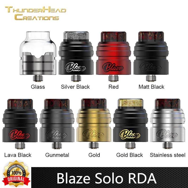 ThunderHead Creations-atomizador de cigarrillo electrónico Blaze Solo RDA, tanque de vapeo, 2ml, rosca 510, punta de goteo 810, bobina única