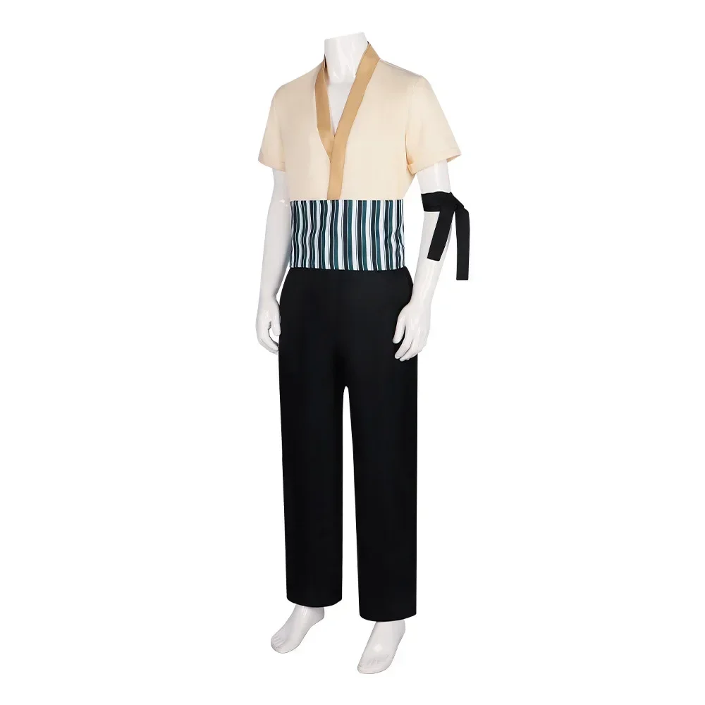 Roronoa Zoro Cosplay Costume Real Person Japanese Anime Samurai Boys Uniform Top Pants Outfit Clothing Halloween Party Men