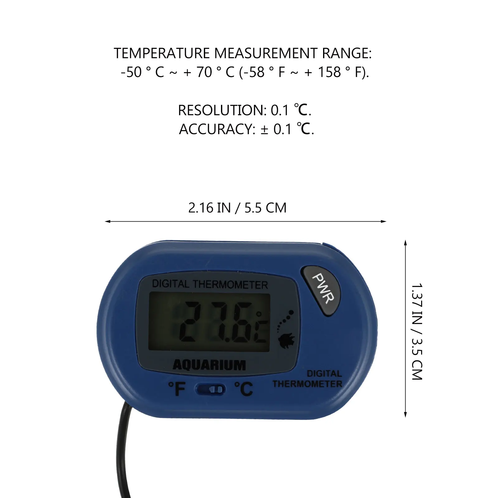 

Digital Thermometer for Fish Tank Aquarium Mini High Precision Sensor Large Display Waterproof Temperature Meter Compact Design