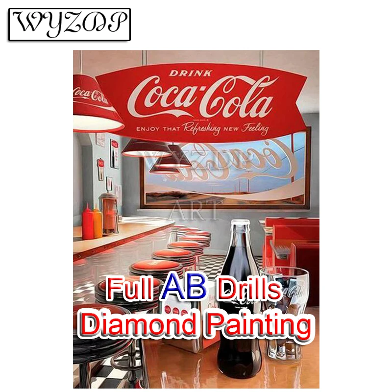 Full AB Square Drills 5D Diy Diamond Painting Cola Drink Picture AB Diamond Art Mosaic embroidery Gift Kits Home Decoration