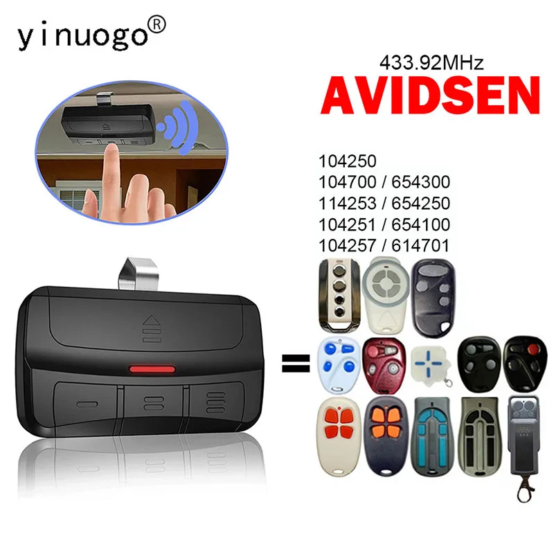 AVIDSEN Compatible Garage Door Remotes  433.92MHz For Models 104253 104251 104257 104700 104250 654300 654250 654100 614701