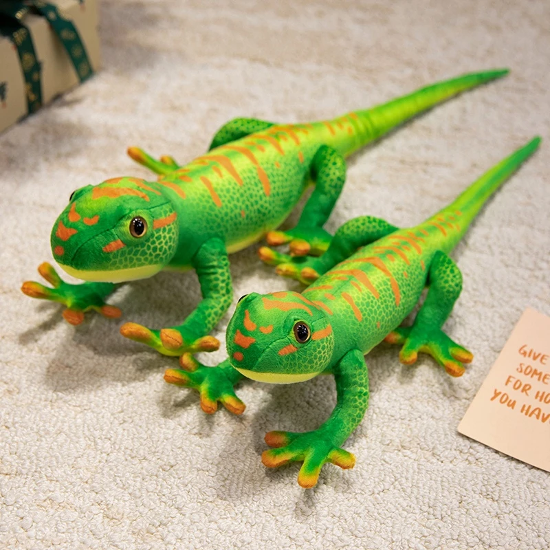 Realistici giocattoli di peluche geco verde simulazione animale coda lunga lucertola bambola di pezza ragazzi regali di compleanno decorazione della casa