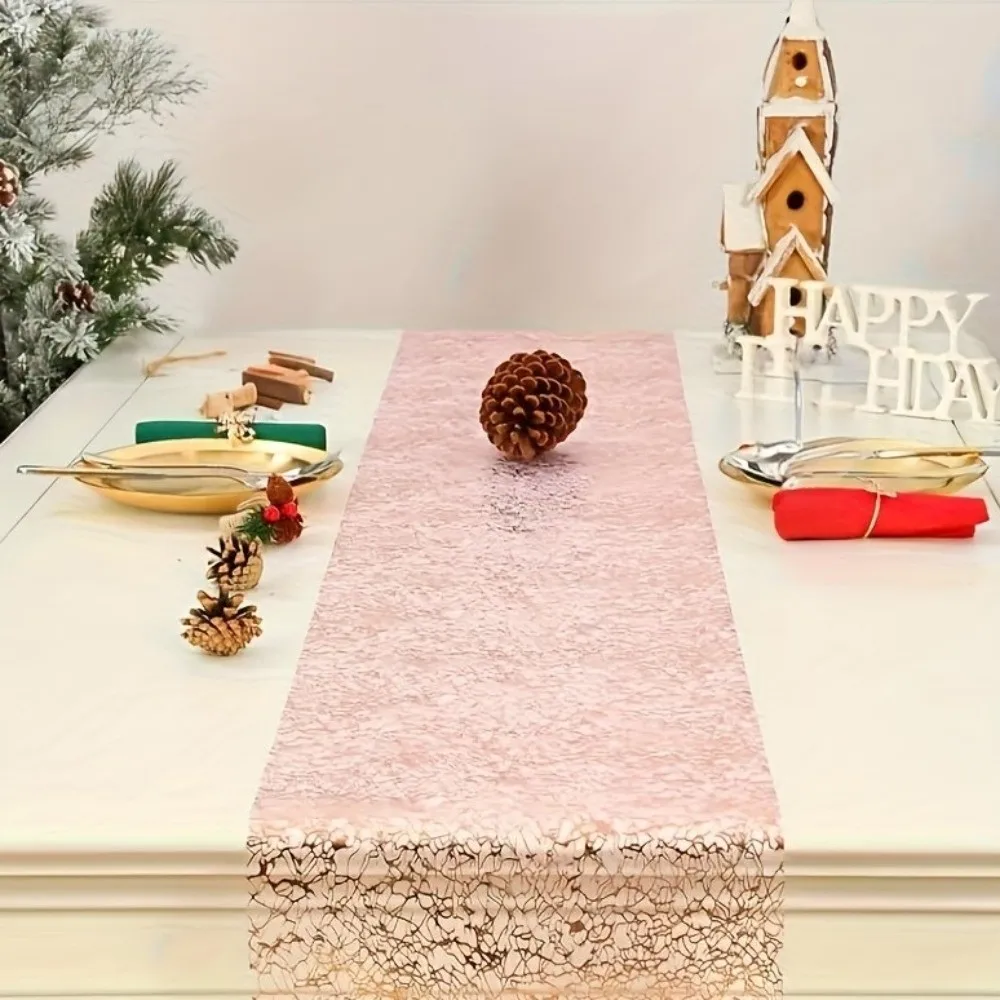 Sparkling Glitter Table Runner Rectangular Luxury Gold Table Runner Polyester Chaotic Pattern Sequin Tablecloth