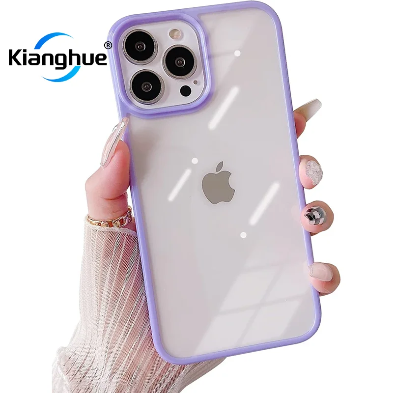 Luxury Hybrid Hard Candy Color Case For iPhone 15 14 13 12 Mini 11 Pro XS Max X XR SE 2 7 8 Plus Clear Silicone Soft Back Cover