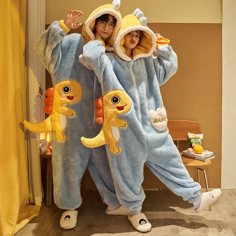 Christmas Pajamas Flannel Women Anime Onesies Adults Animal Overalls Thicken Homewear Men Warm Winter Sleepwear Fleece Jumpsuits