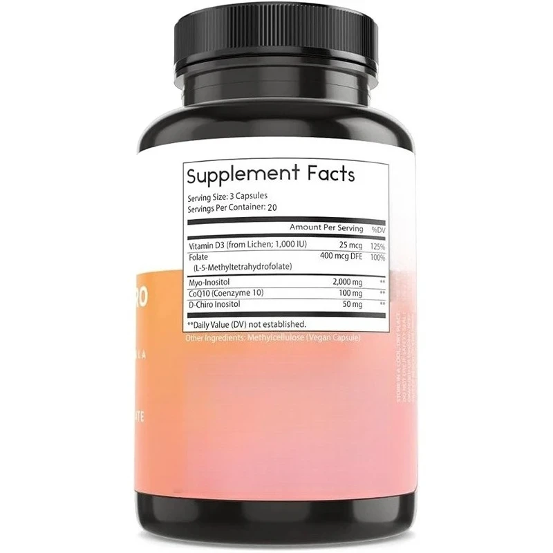 Myo Inositol Supplement and D-Chiro Inositol Mixed Supplement, Containing Folic Acid and Vitamin D3, Non GMO, Coenzyme Q10