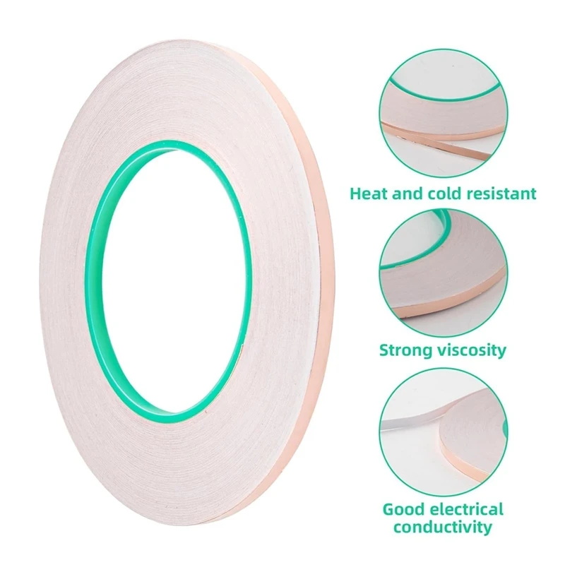 PORK-2PCS Nastro schermante in rame da 1/4 pollici X 164 piedi, nastro in lamina di rame e nastro schermante in rame per adesivo conduttivo in nastro di rame