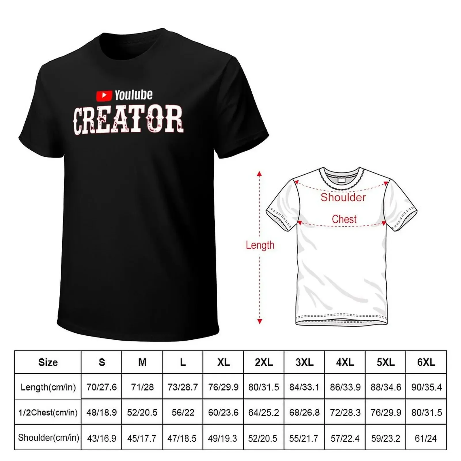 Youtube Creator T-shirt oversizeds blacks plus size tops korean fashion men graphic t shirts