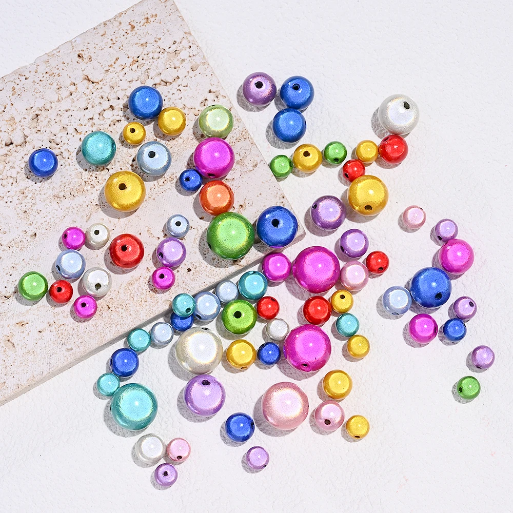10-50 Stück 8/10/12/14/16MM Gemischte Acrylperlen Bunte Runde Mattierte Schimmernde Lose Zwischenperlen für DIY Schmuckherstellung und Bastelarbeiten – Detail 6