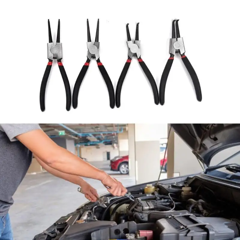 Heavy Duty 7 Inch Circlip Pliers For Automotive Repair And Industrial Use Carbon Steel Construction Twin Function Design M4YD