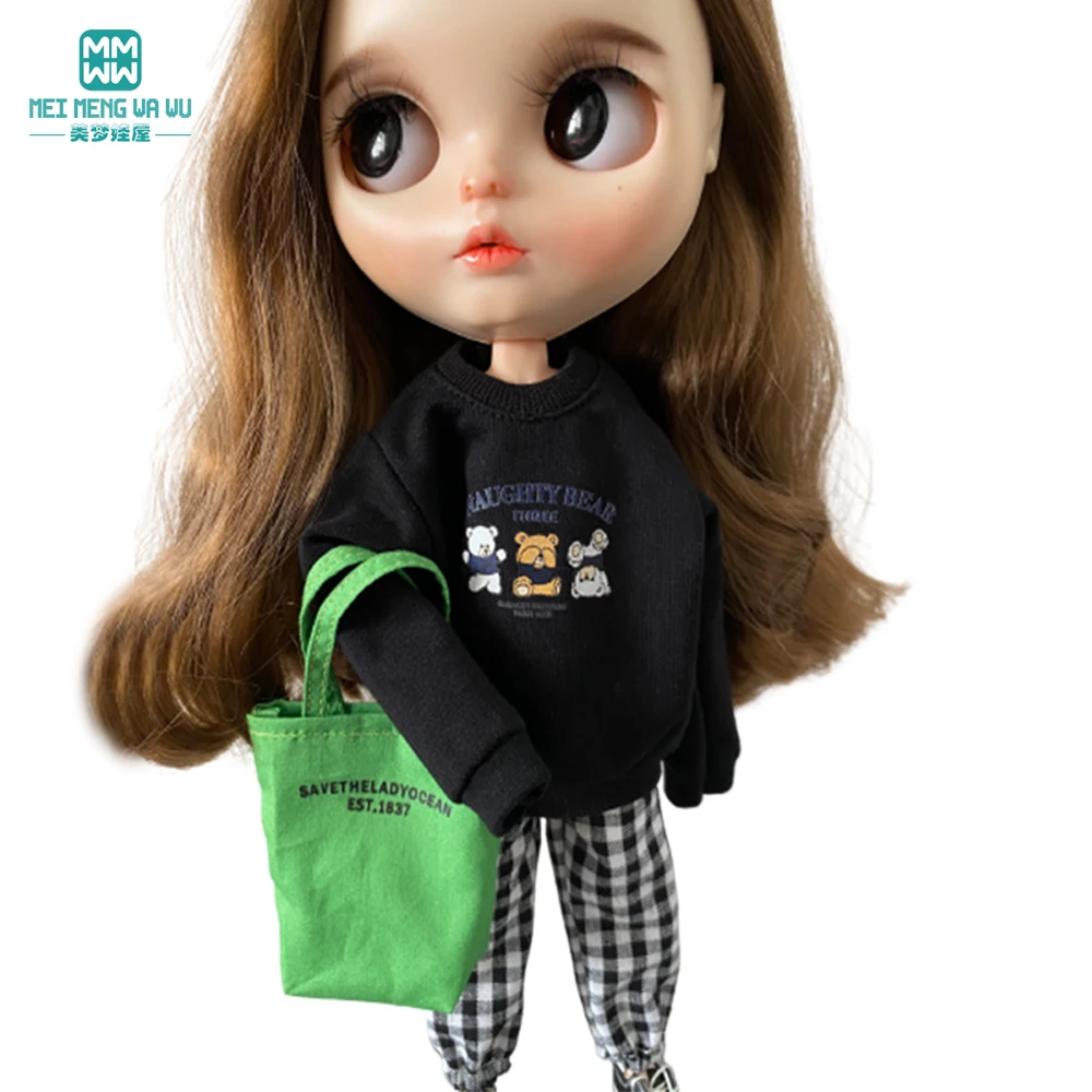 Blyth doll clothes azon OB22 OB24 fashion sweatshirt denim jacket legging shoulder backpack doll accessories