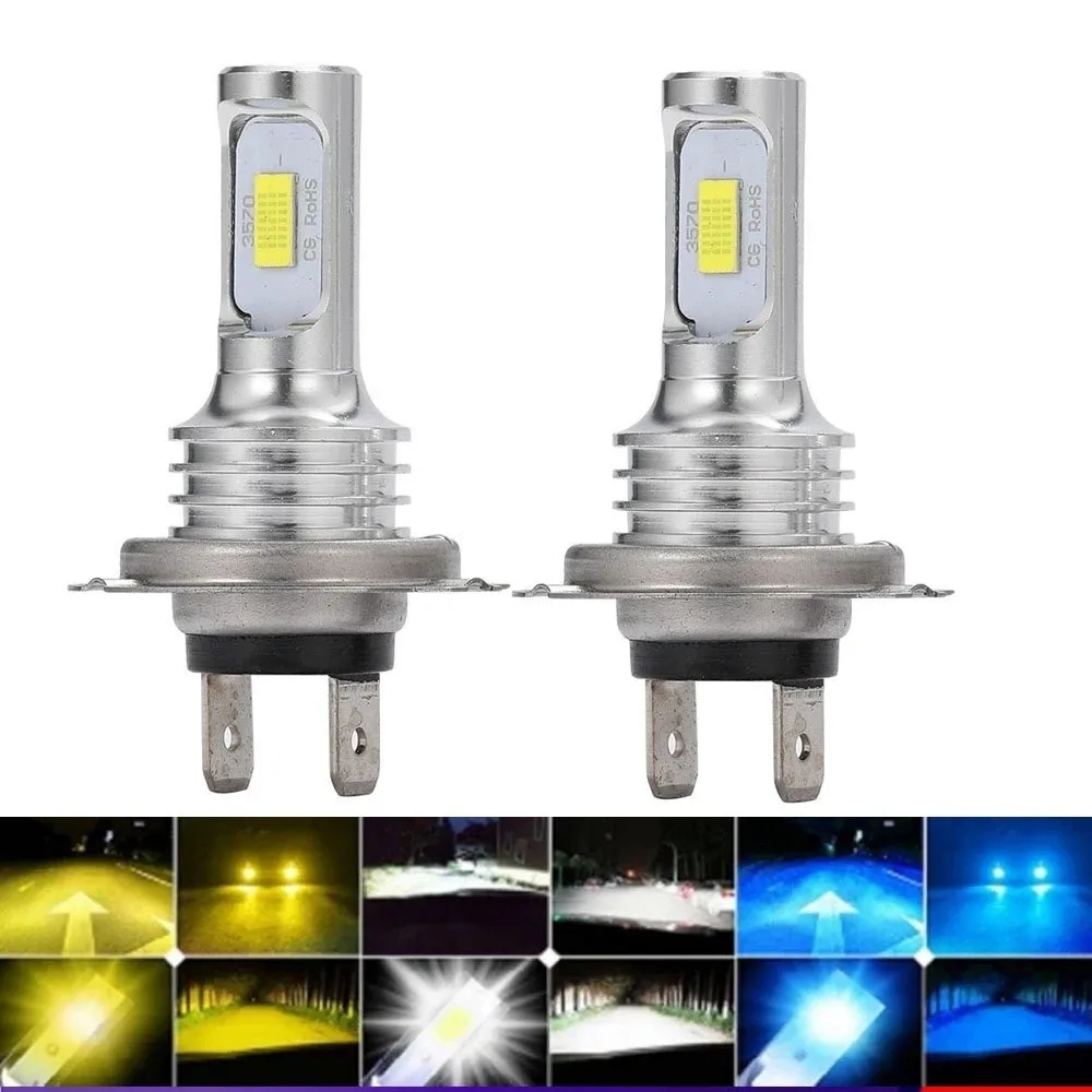 2Pcs 80W Power Car Fog Lights 12V Voltage White Light Output LED Fog Light Bulbs 6000K Color Temperature H7 Fog Lights