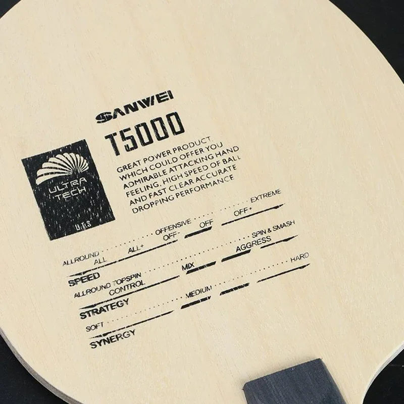 Original Sanwei T5000 Tischtennisschläger 5 Holz & 2 Carbon Professioneller Offensiv-Ping-Pong-Schläger für Teenager Fast Attack Arc
