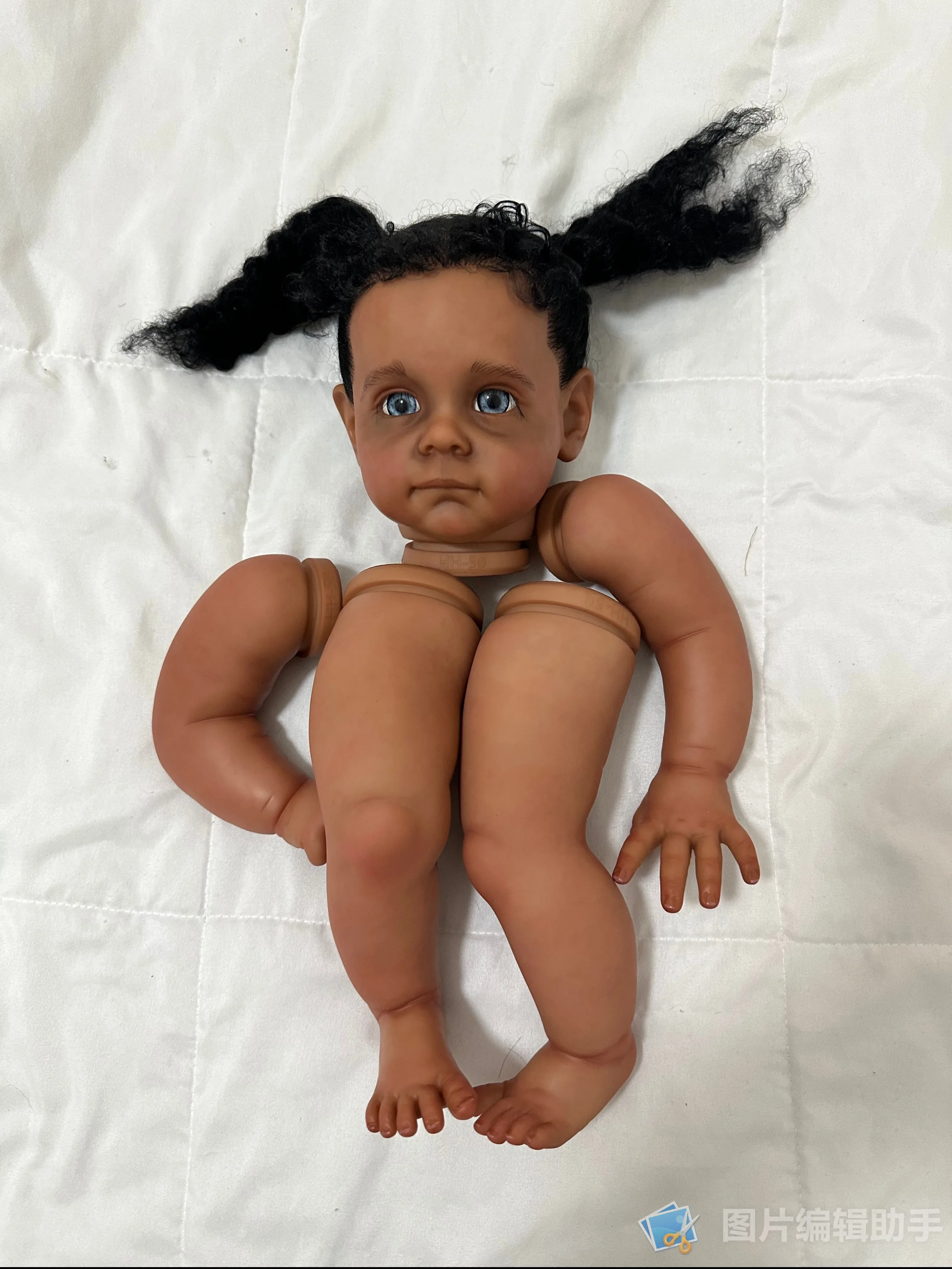 Customized Limited Supply 24''Reborn Baby Maggie With Hand-Rooted Hair Dark Skin African Girl Painted Kit With Cloth Body