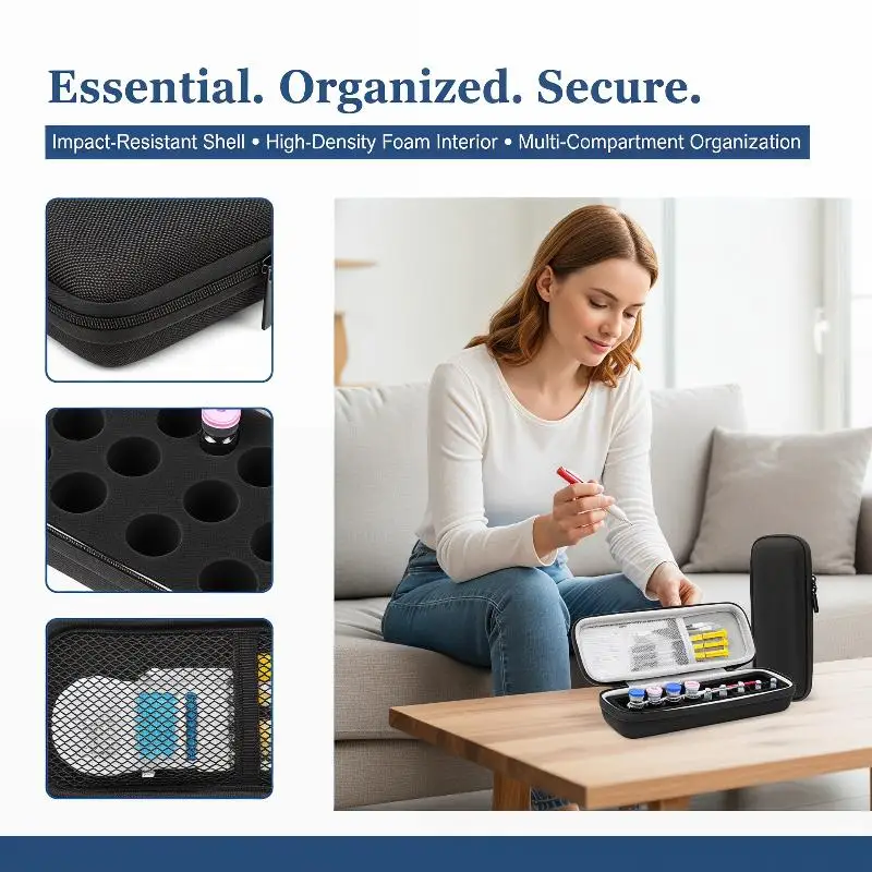 Insulin Vial Holder Case Waterproof and Dust-proof EVA Protector for Home and Travel