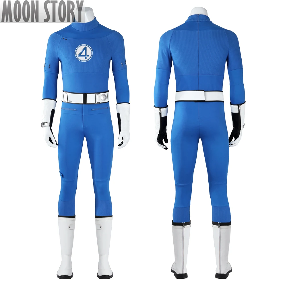 

New Movie Fantastic Four Cosplay Costume Blue Jumpsuit Adult Men Suit Full Set Superhero Bodysuit Halloween Carnival