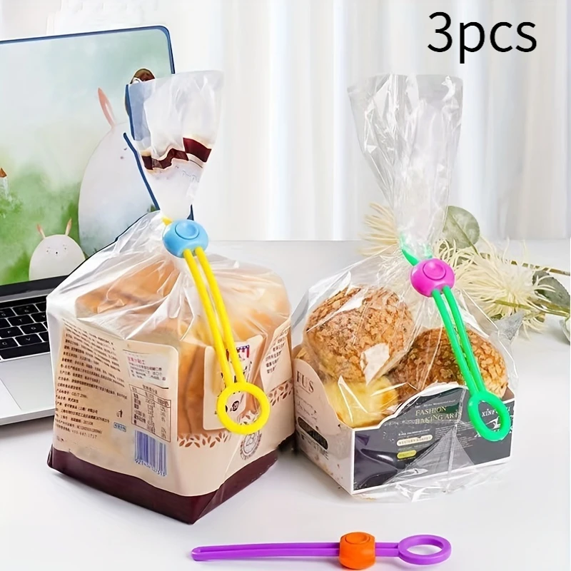 3pcs Random Color Silicone Bag Clips Reusable Multi-Functional Sealing Clips For Food Preservation, Moisture-Proof,Snack Storage