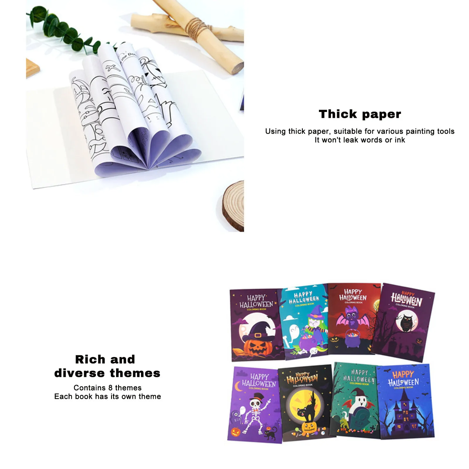 6 قطع من كتاب تلوين الهالوين المرسوم يدويًا، أفضل هدية للأطفال، زينة حفلات الهالوين، عناصر ذات الصلة، هدايا الحفلات #5