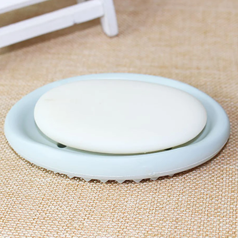 

Creative Oval Shape Silicone Box Tray Holder Soap Dish With Drain Drying Design For Bathroom Kitchen Bathtub Countertop