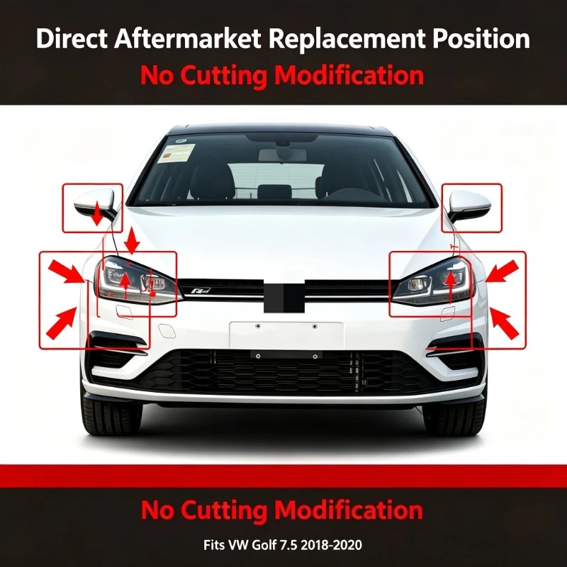 Moggic Headlight Lens Cover Compatible With Golf 7.5 MK7 Facelift GTI R Line 2018 2019 Left Right Side Clear