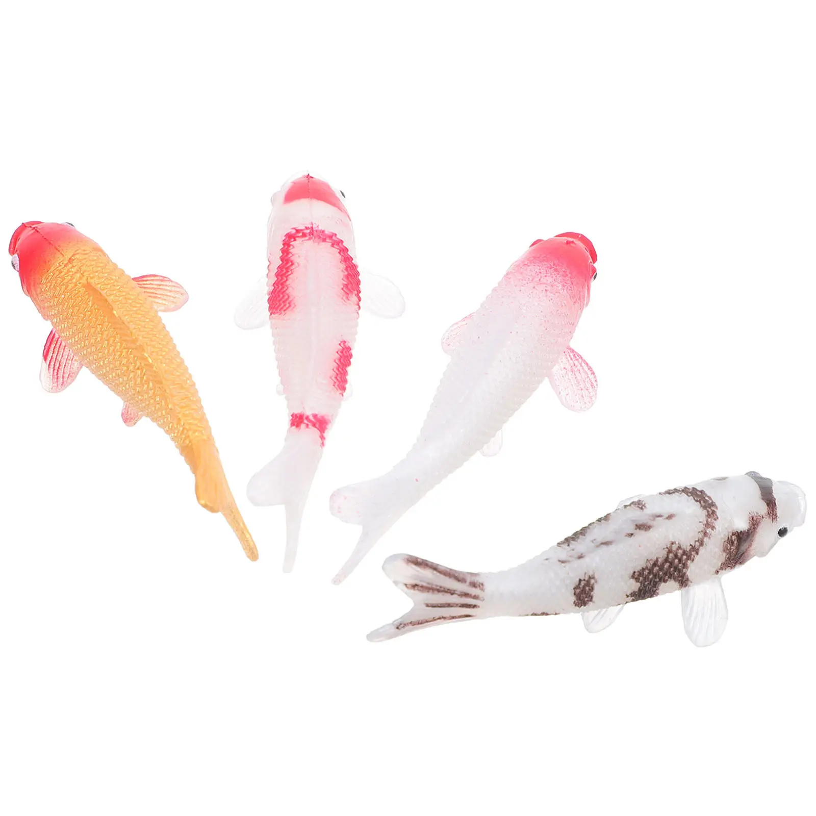 4Pcs Miniature Koi Fish Realistic Artificial Aquarium Decor Compact Fake Fish Desk Display Micro Landscape Ornaments
